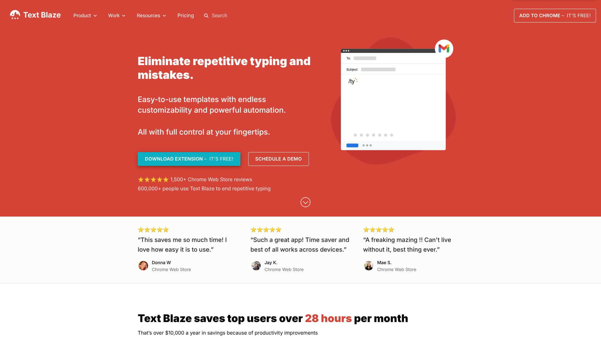 Textblaze screenshot