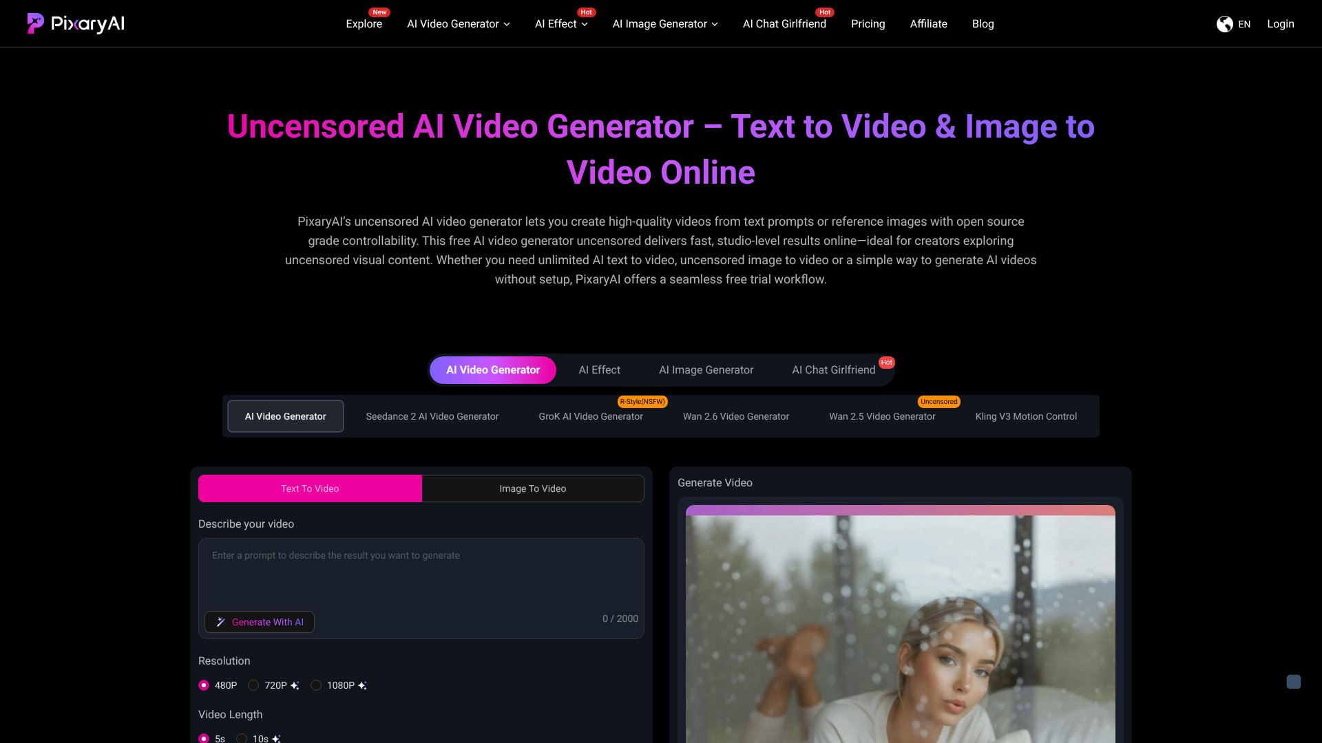 Uncensored AI Video Generator screenshot