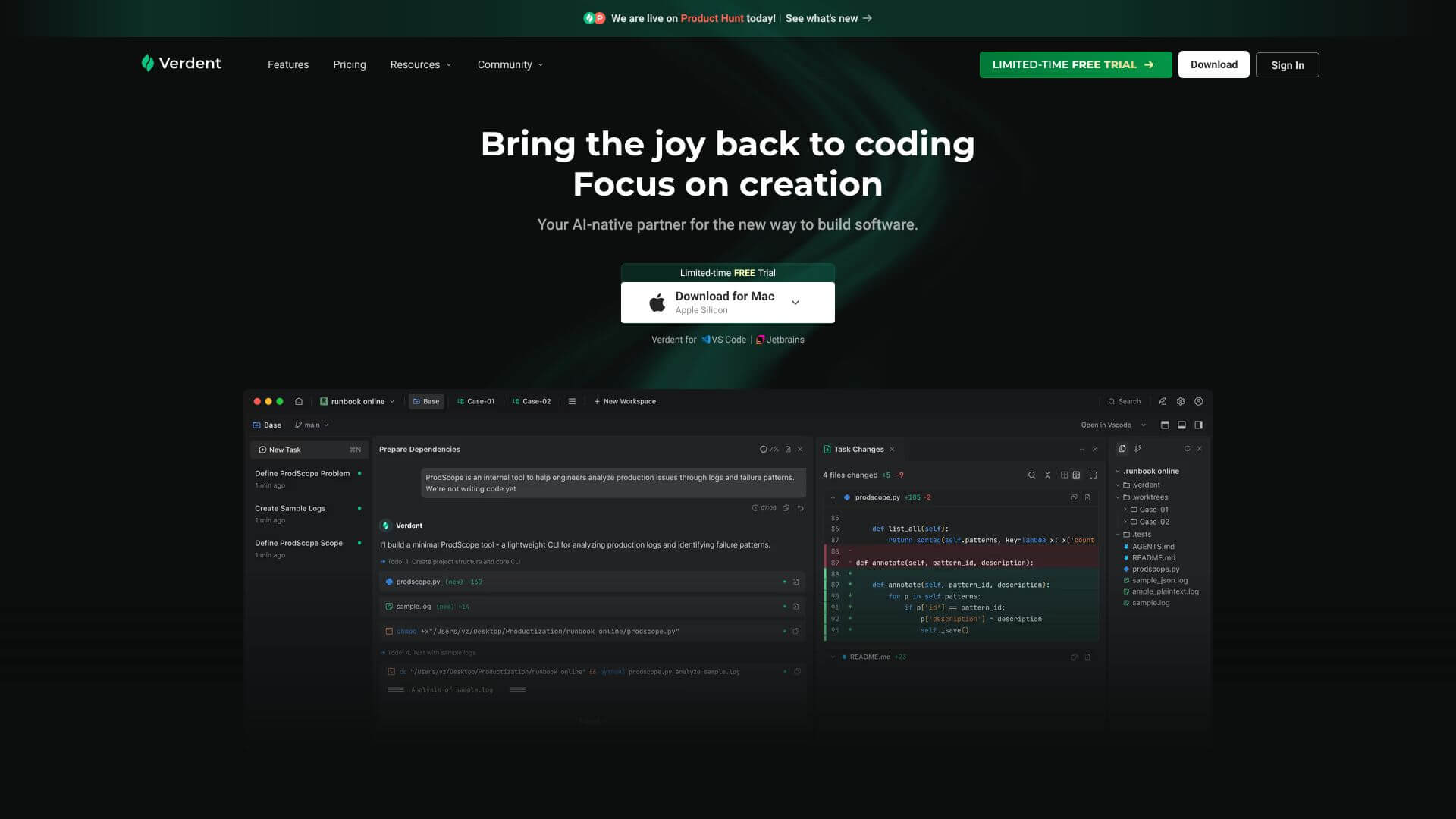 Verdent screenshot