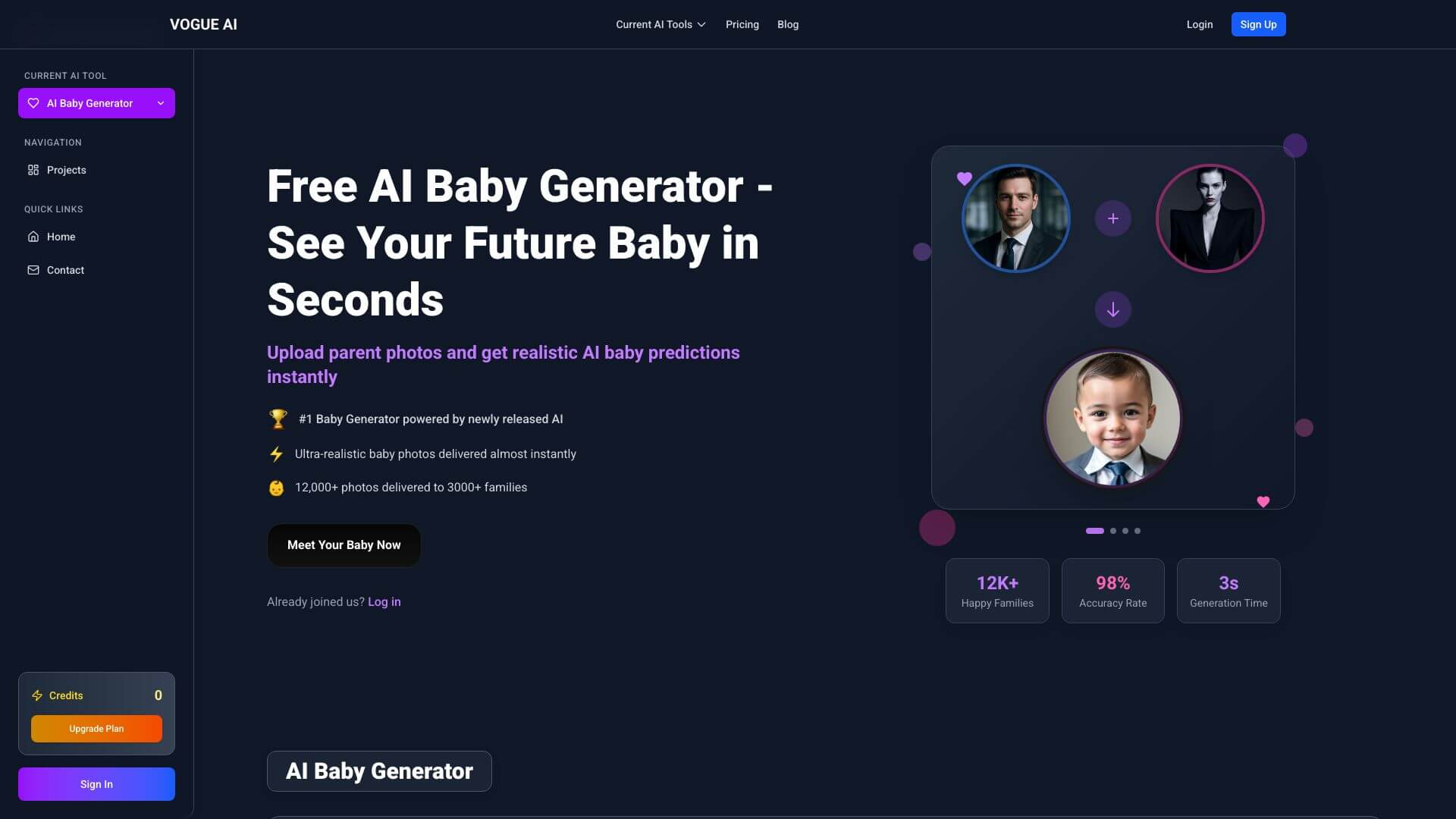 Vogue AI Baby Generator screenshot