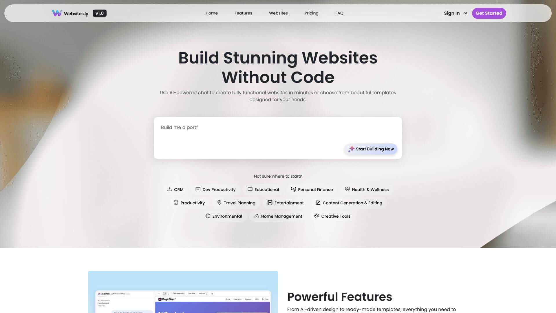 Websites.ly AI screenshot