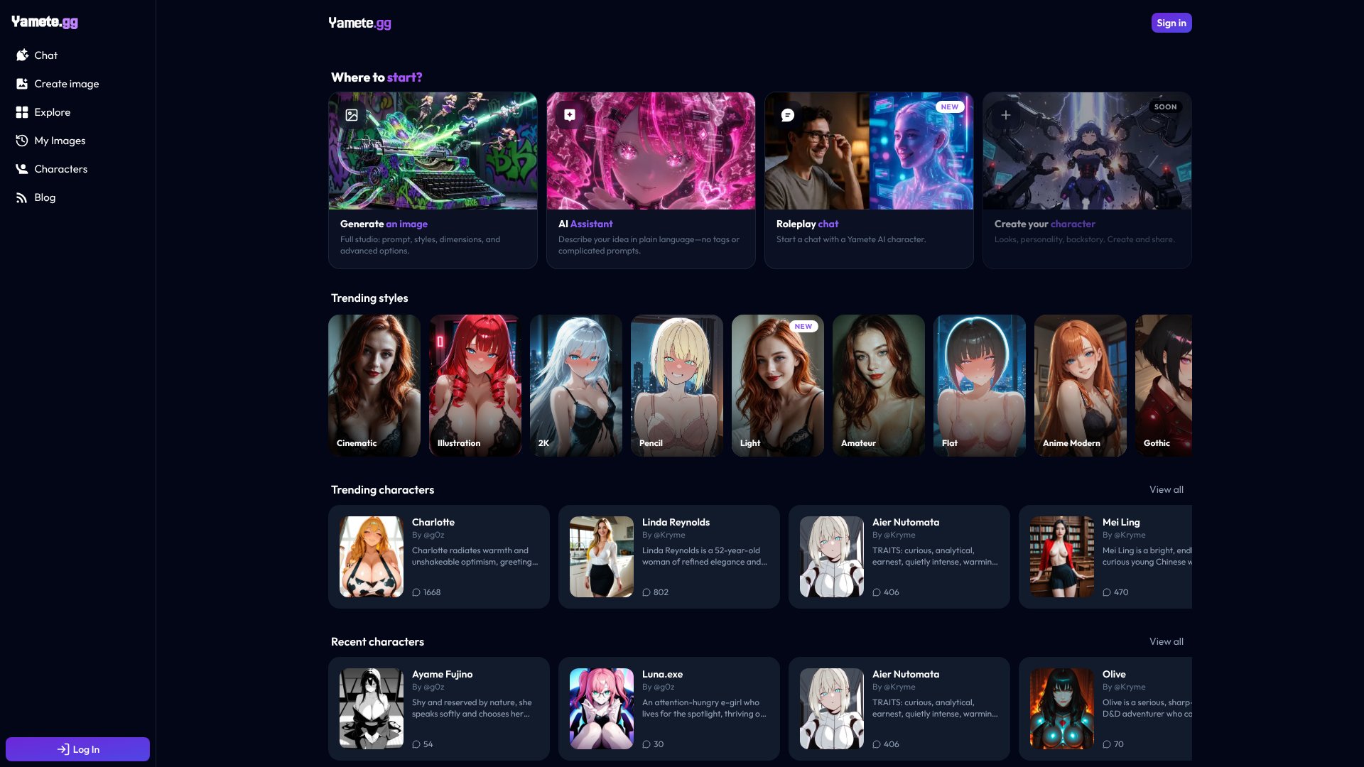 Yamete.gg AI screenshot